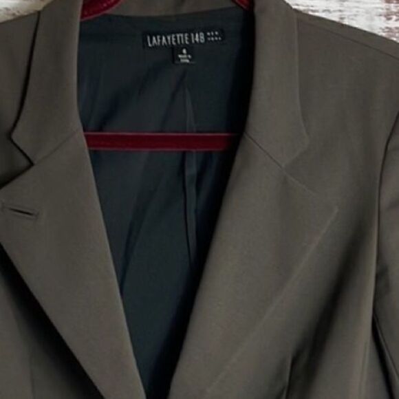Lafayette 148 New York Blazer Womens Sz  4 Wool Blend Brown preppy jacket office - Picture 6 of 10